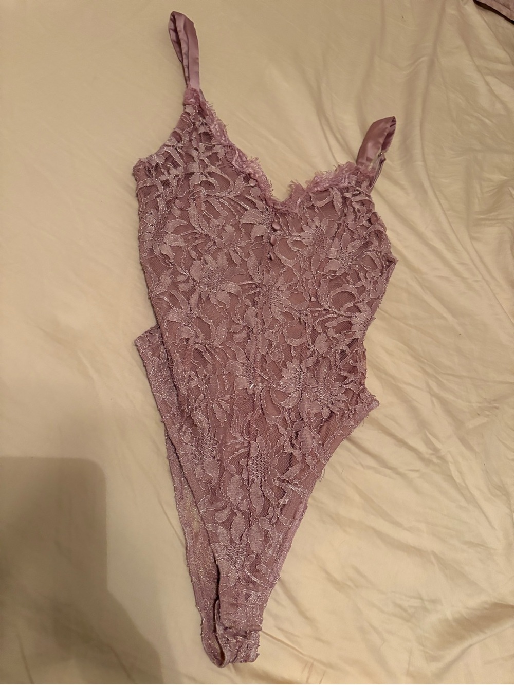Mi Ami size medium coquette girl lace bodysuit mauve blush pink